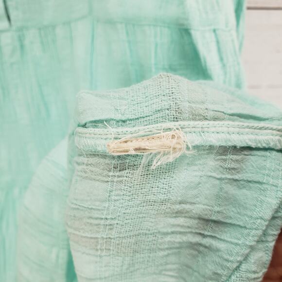 Soft Surroundings Aqua Blue Tiered Half Button Long Sleeve Top Size Medium - Picture 7 of 12